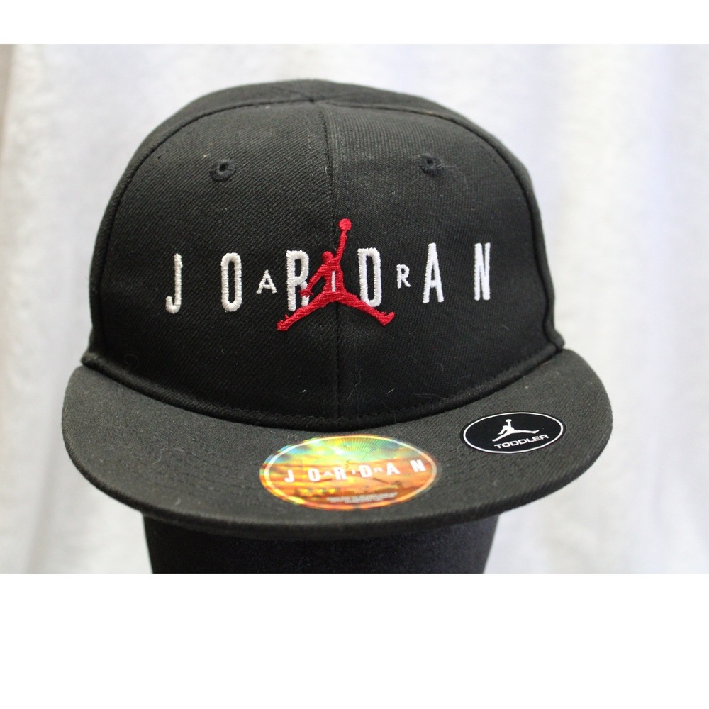 Jordan Toddler Black Snapback Hat Jumpman Logo Flat Brim Cap 525663-023